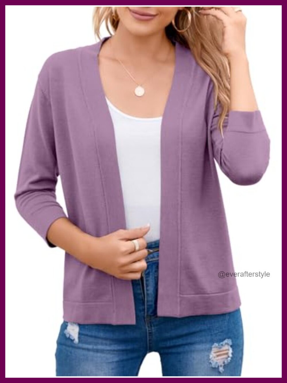 Women's 3/4 Sleeve Open Front Cropped Cardigan Sweater Shrug